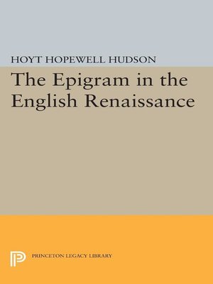 cover image of Epigram in the English Renaissance